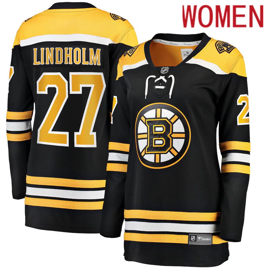Women Boston Bruins #27 Hampus Lindholm Fanatics Branded Black Home Breakaway Player NHL Jersey